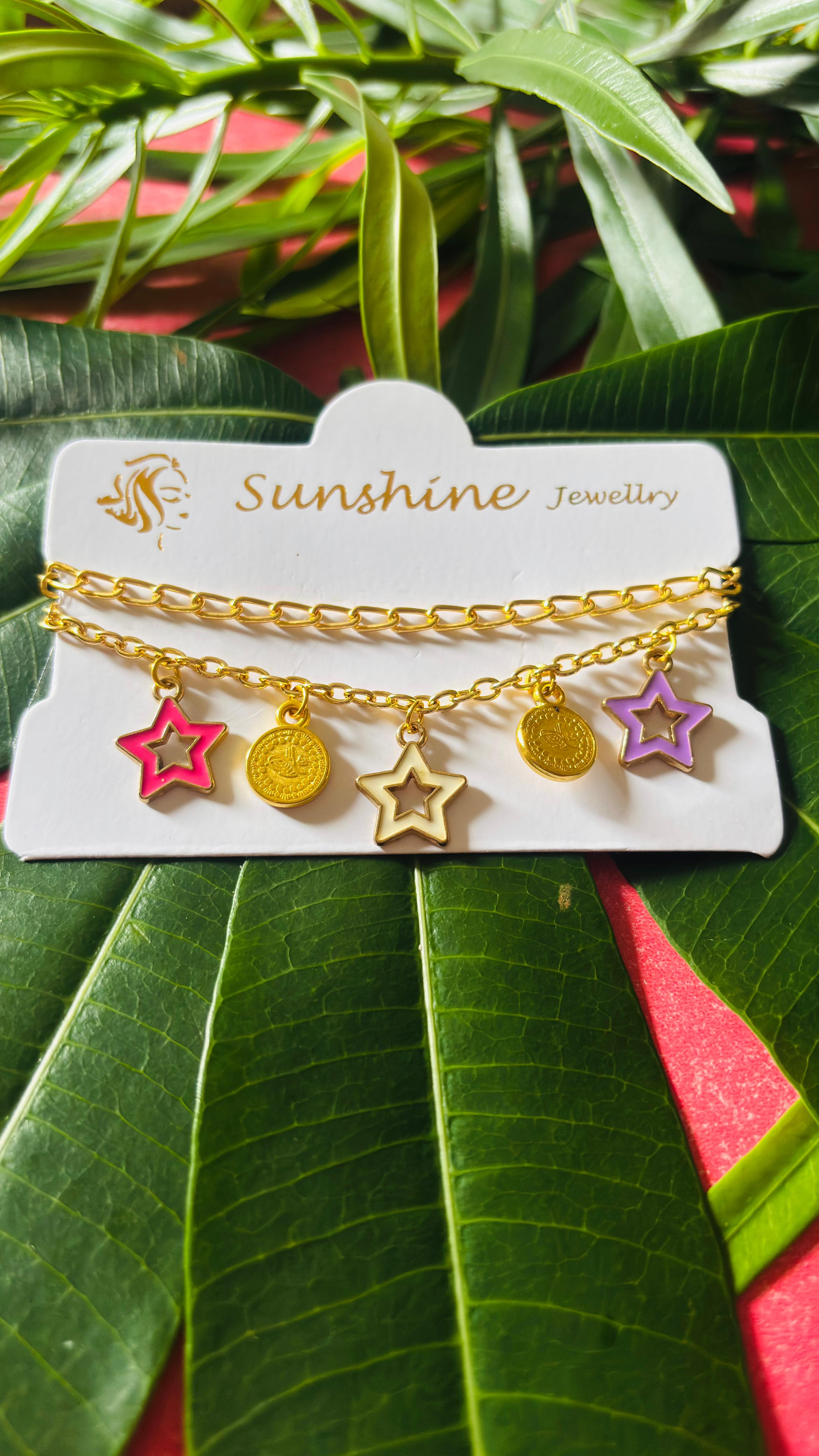 Golden Star Charm Bracelet Set