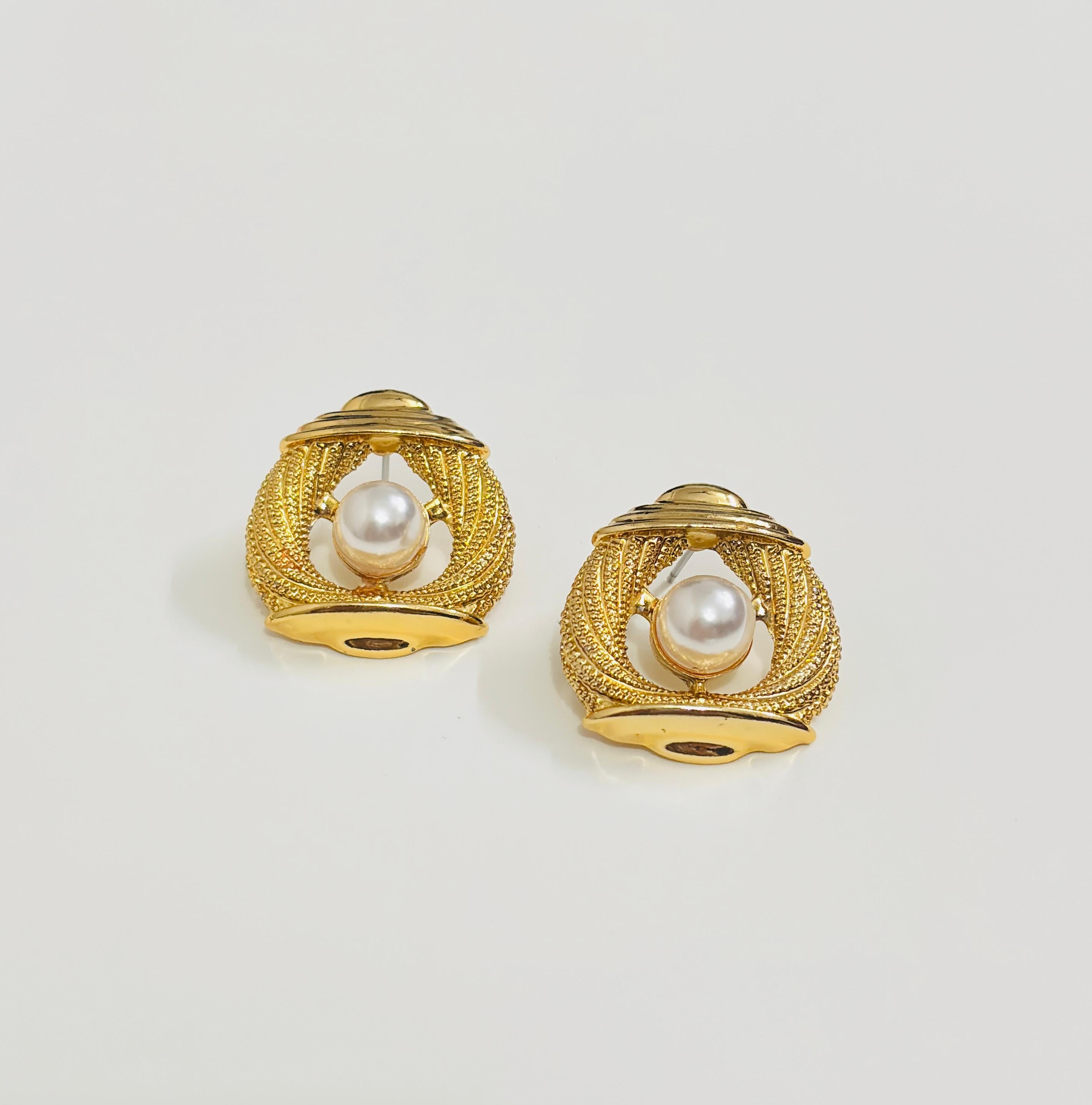 Regal Pearl Crest Earrings