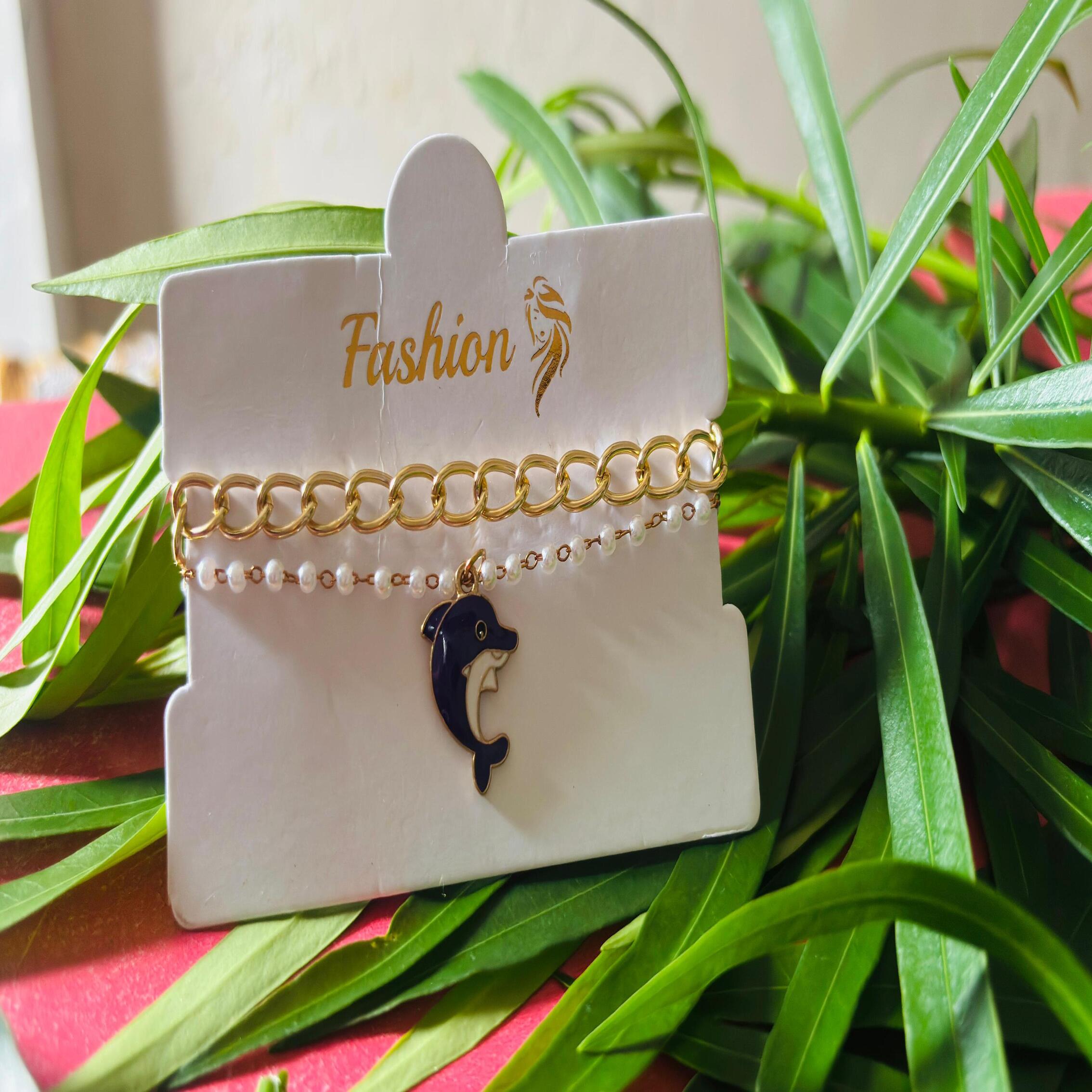 Double Chain With Dolphin Bracelet