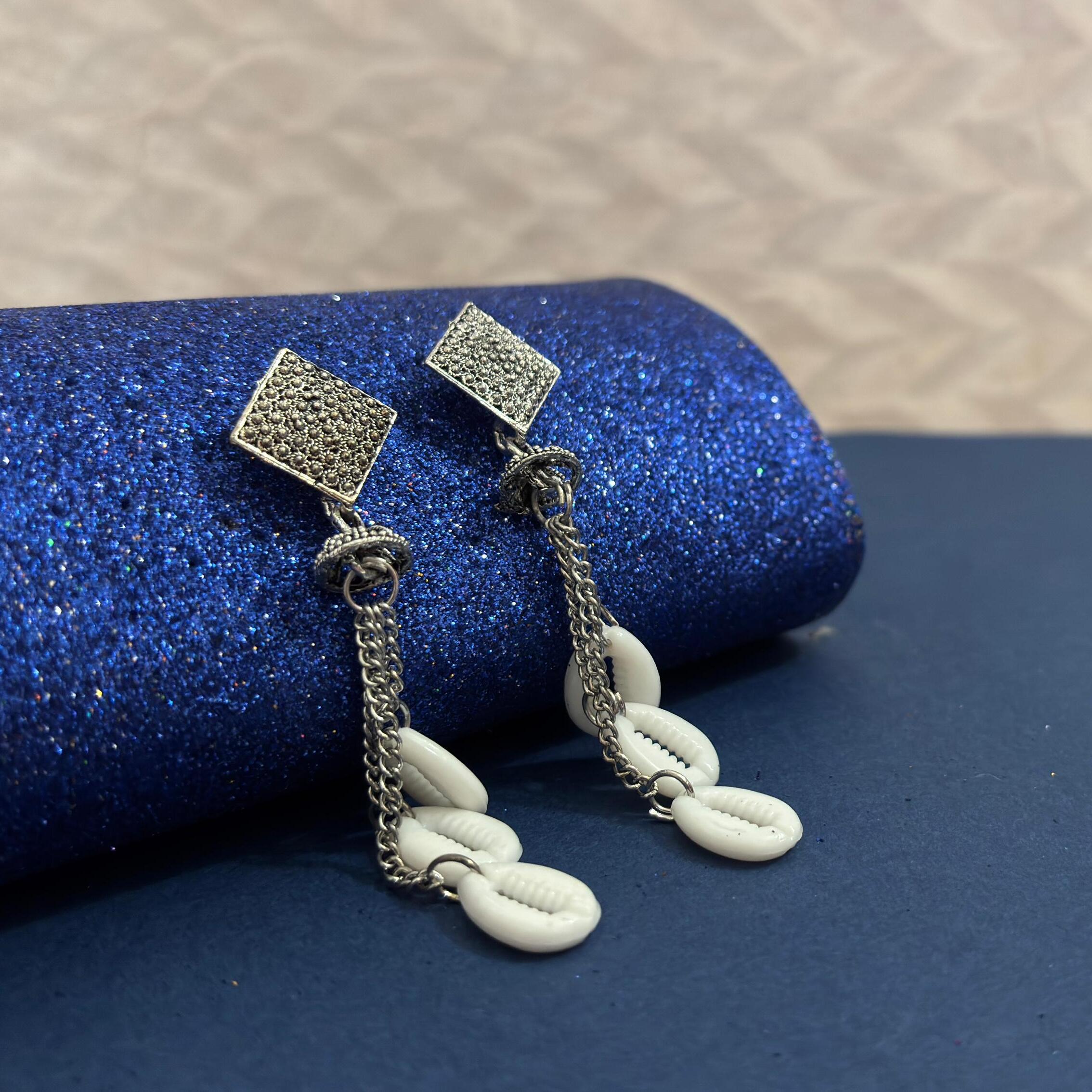 Sparkling Cowrie Shell Dangles