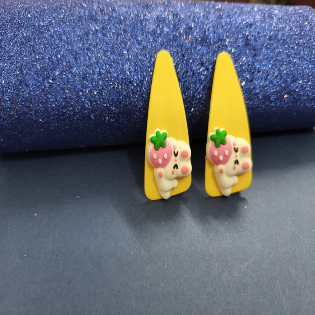 Yellow Color Hair clips with Teddy