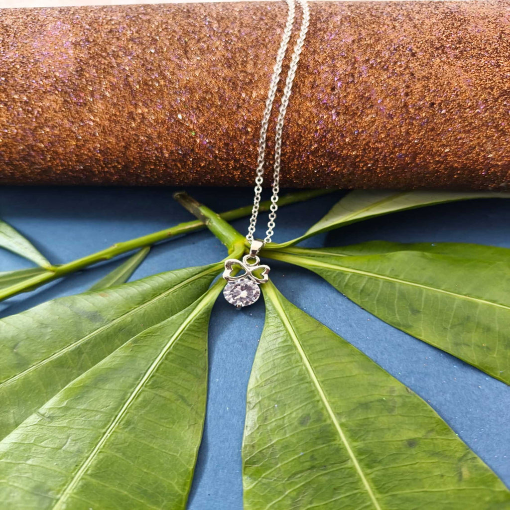 Sliver Bow Diamond Necklace