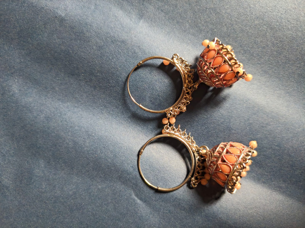 Traditional Oxidized Jhumka Hoop Earrings